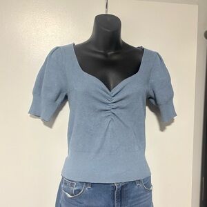 Express Blue Ribbed Knit Crop Top Size Small